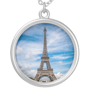 Eiffel tower photo silver plated necklace