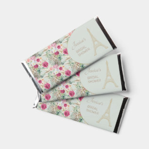 Eiffel Tower Pink Floral Mint Paris Bridal Shower Hershey Bar Favors
