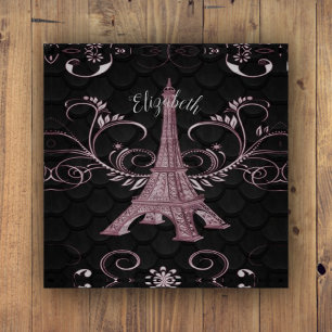 Eiffel Tower Pink Floral Swirls Paperweight