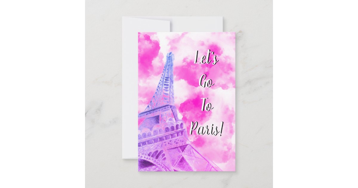 Eiffel Tower Pink Happy Birthday Post Card | Zazzle