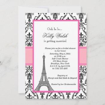 Eiffel Tower Pink Paris Bridal Shower Invitation by PurplePaperInvites at Zazzle