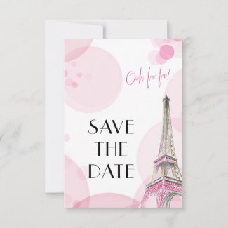 Eiffel Tower Pink Paris Sweet 16 Save The Date