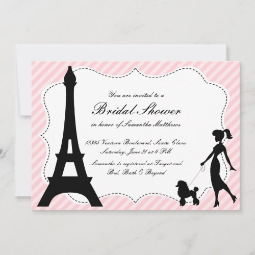 Eiffel Tower &amp; Pink Poodle Bridal Shower Invitatio Personalized Announcement