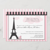 Eiffel Tower & Pink Poodle  Bridal Shower Invitation (Front/Back)