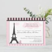 Eiffel Tower & Pink Poodle  Bridal Shower Invitation (Standing Front)