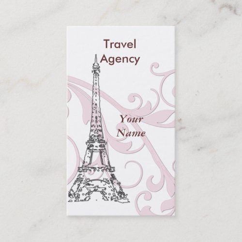 Eiffel Tower &amp; Pink Scroll Business Card Templates