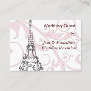 Eiffel Tower & Pink Scroll Reception Table cards