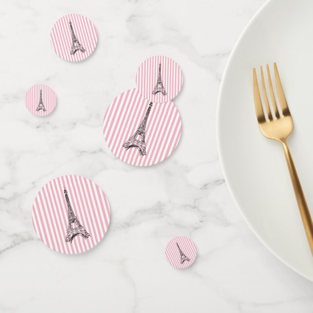 Eiffel Tower Pink White Stripe Painting Party Confetti (Group)