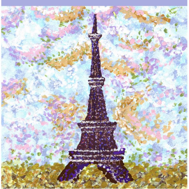 Eiffel Tower Pointillism Brooch Pin Sculpture (Front)