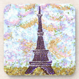 Eiffel Tower Pointillism Cork Coaster