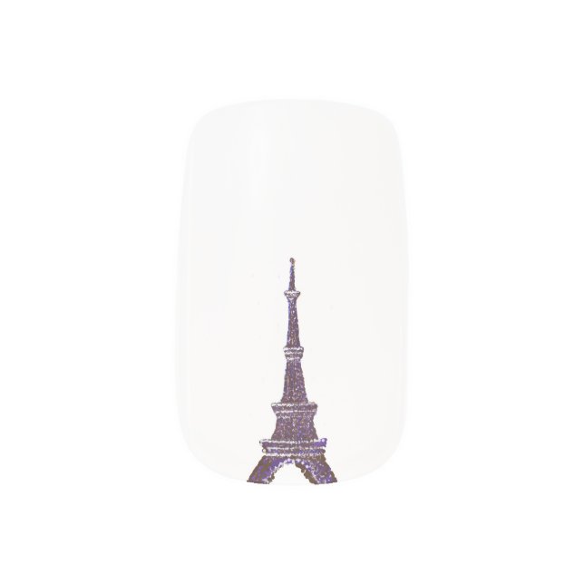 Eiffel Tower pointillism dots Minx Nail Art (Right Thumb)