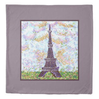 Eiffel Tower Pointillism Grass Cloud Sky Landscape Duvet Cover