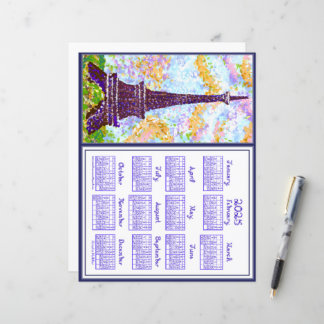 Eiffel Tower Pointillism Landscape 2025 Calendar
