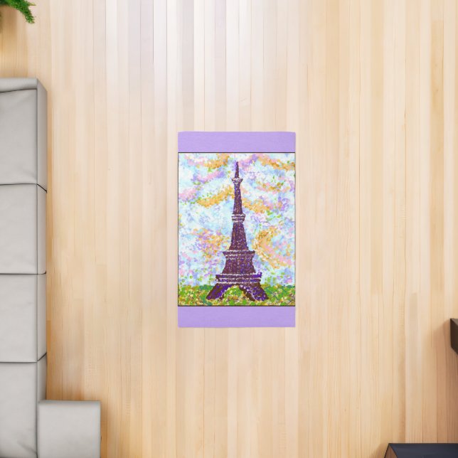 Eiffel Tower Pointillism Landscape Periwinkle Blue Rug (Insitu (Indoor 2))