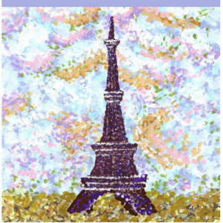Eiffel Tower Pointillism Ornament Photo Sculpture