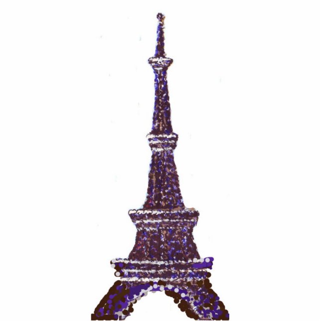 Eiffel Tower Pointillism Pin Brooch Cutout (Front)