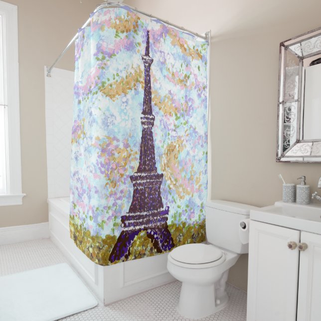Eiffel Tower Pointillism Shower Curtain (In Situ)