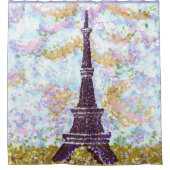 Eiffel Tower Pointillism Shower Curtain (Front)