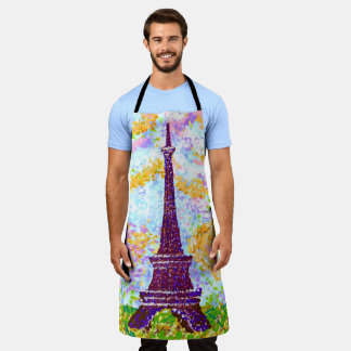 Eiffel Tower Pointillism Spring Landscape Apron