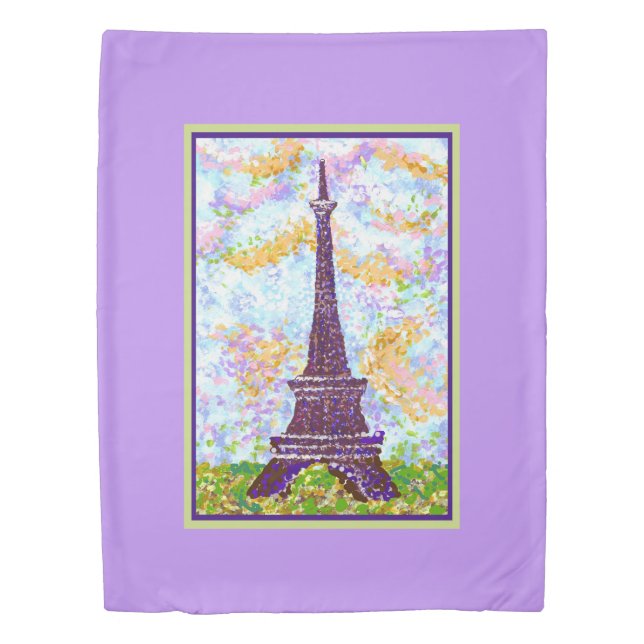Eiffel Tower Pointillism Spring Landscape Duvet Cover (Front)