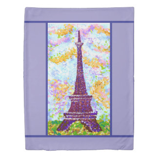Eiffel Tower Pointillism Spring Landscape Duvet Cover