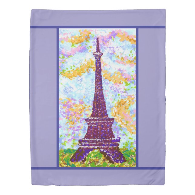 Eiffel Tower Pointillism Spring Landscape Duvet Cover (Front)
