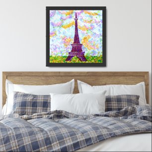 Eiffel Tower Pointillism Spring Landscape Framed Art
