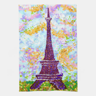 Eiffel Tower Pointillism Spring Landscape Kitchen Towel