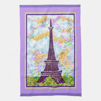Eiffel Tower Pointillism Spring Landscape Kitchen Towel