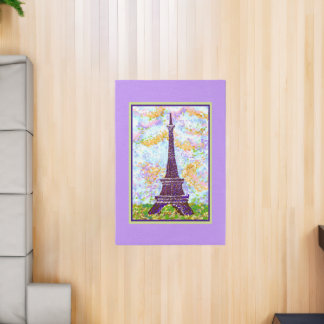 Eiffel Tower Pointillism Spring Landscape Rug