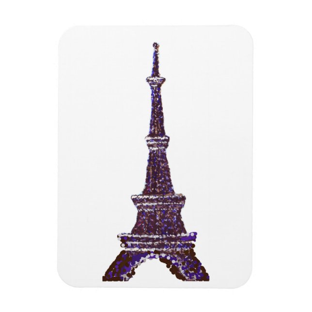 Eiffel Tower Pointillism white magnet (Vertical)