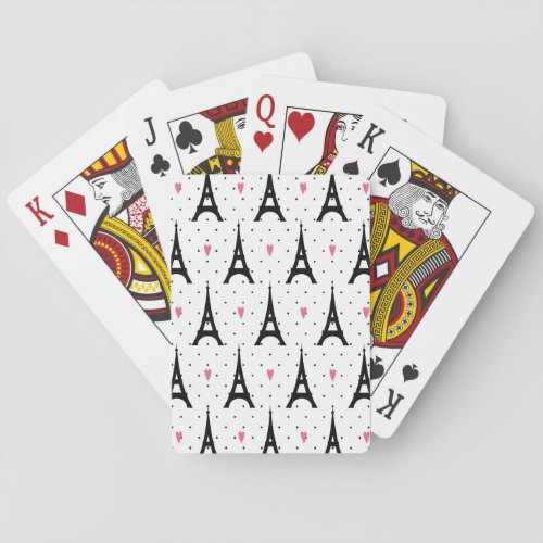 Eiffel Tower Polka Dots  Hearts Pattern Poker Cards
