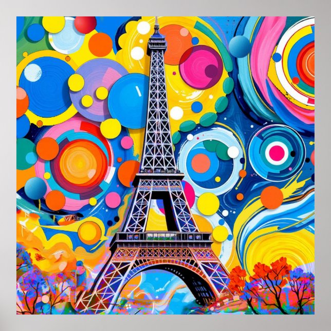Eiffel Tower Pop Art Poster (Front)