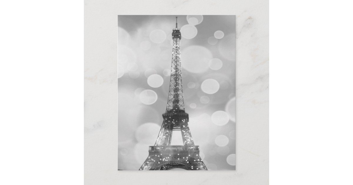 Eiffel Tower Post Card, Black & White, Vertical Postcard | Zazzle