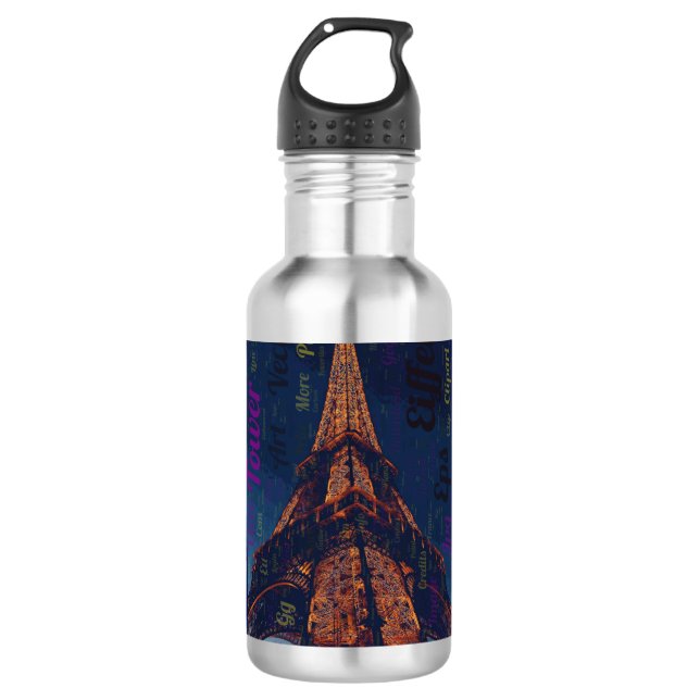 Eiffel Tower Post Card  Stainless Steel Water Bott Bottle (Front)