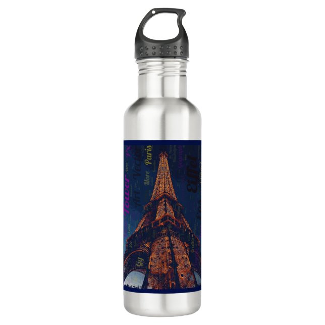 Eiffel Tower Post Card  Stainless Steel Water Bott Stainless Steel Water Bottle (Front)