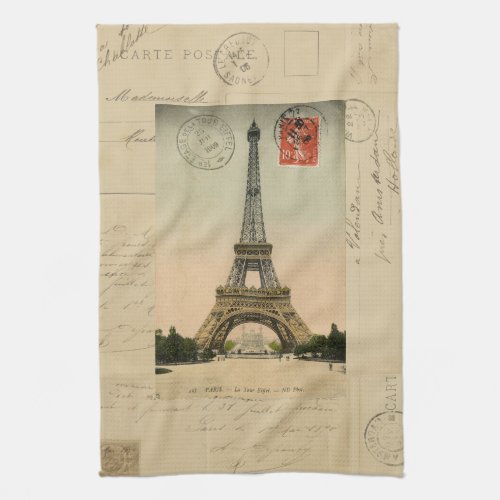 Eiffel Tower Postcard Kitchen Towel
