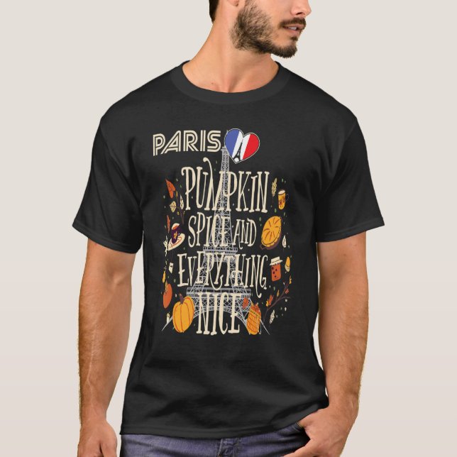 Eiffel Tower Pumpkin Paris Autumn France Fall in F T-Shirt (Front)