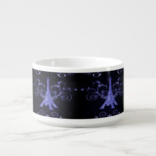 Eiffel Tower Purple Floral Swirls Bowl