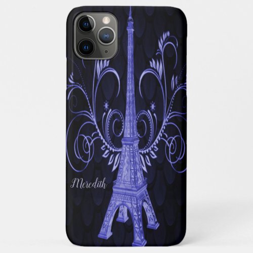 Eiffel Tower Purple Floral Swirls iPhone 11 Pro Max Case