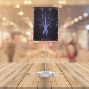 Eiffel Tower Purple Floral Swirls Lamp