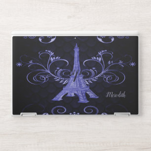 Eiffel Tower Purple Floral Swirls Laptop Skin