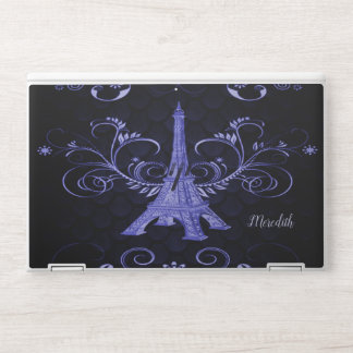Eiffel Tower Purple Floral Swirls Laptop Skin