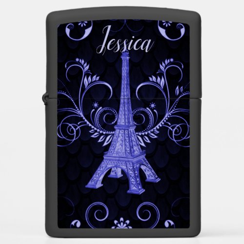 Eiffel Tower Purple Floral Swirls Lighter