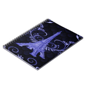 Eiffel Tower Purple Floral Swirls Notebook