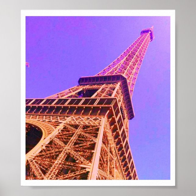 Eiffel Tower Purple & Orange Poster (Front)