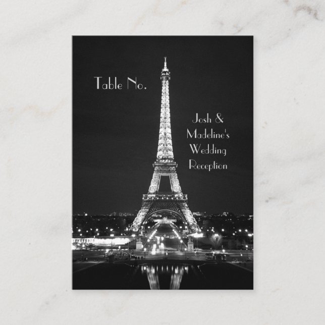 Eiffel Tower Reception Table cards (Front)