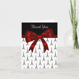 Eiffel Tower Red Bow Thank You Card