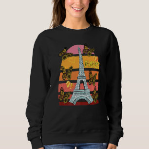 Eiffel Tower Retro Butterfly Paris Hearts France L Sweatshirt