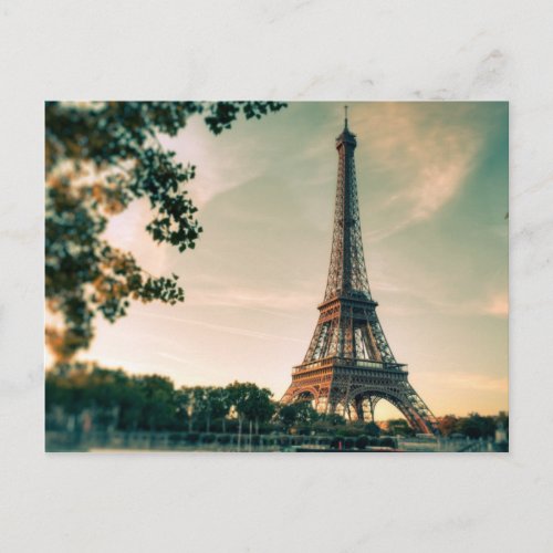 Eiffel Tower Romantic Paris City of Love Travel Postcard